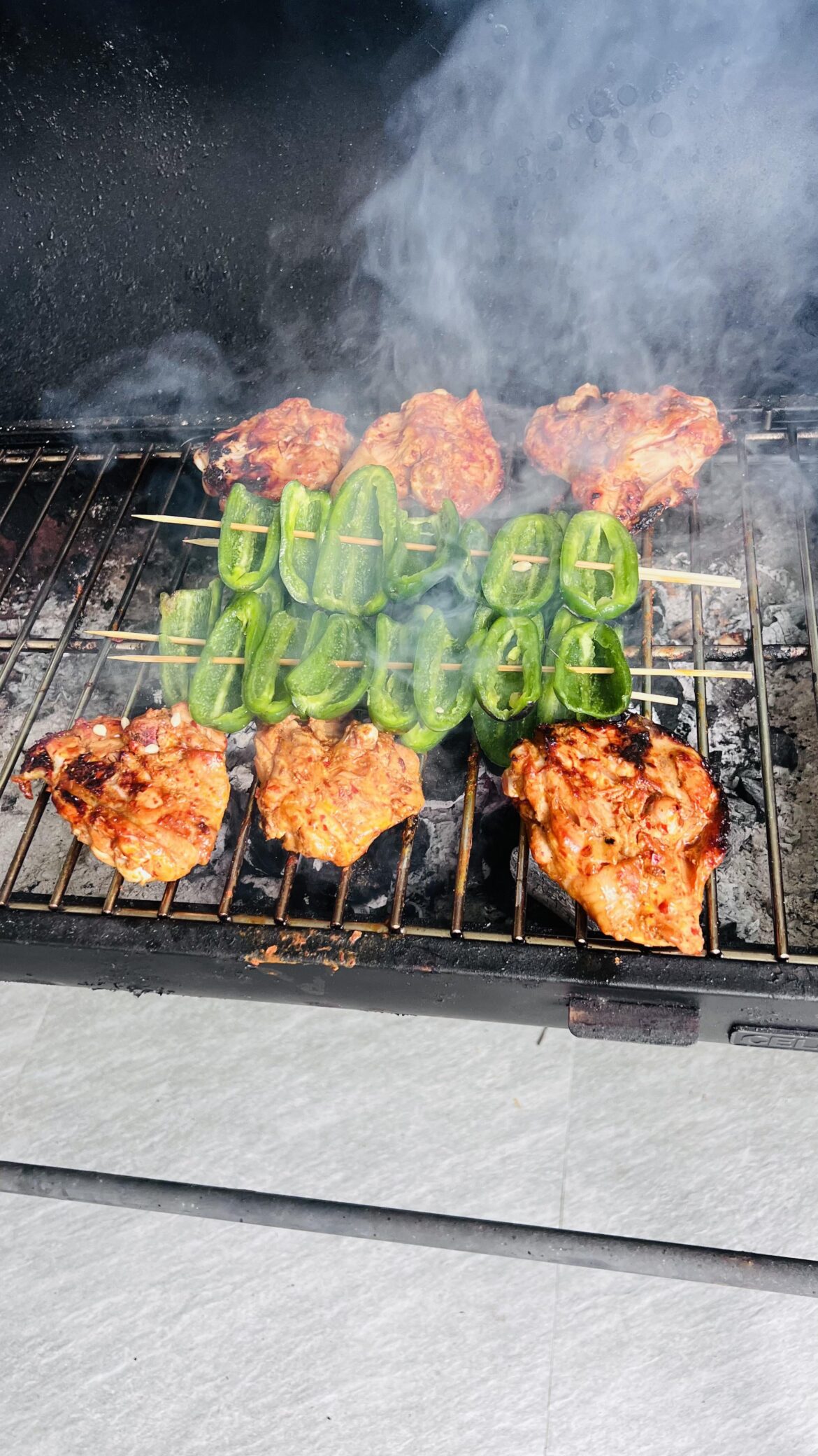 Roasted Jalapeño and marinated chicken thighs