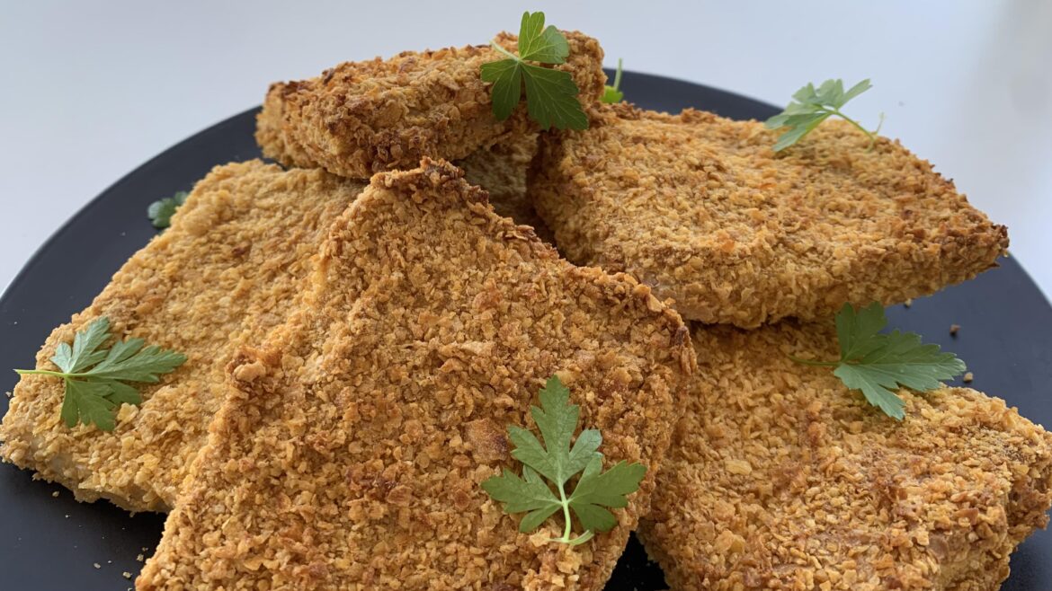 Vegan Crunchy Cornflake Crumbed Tofu