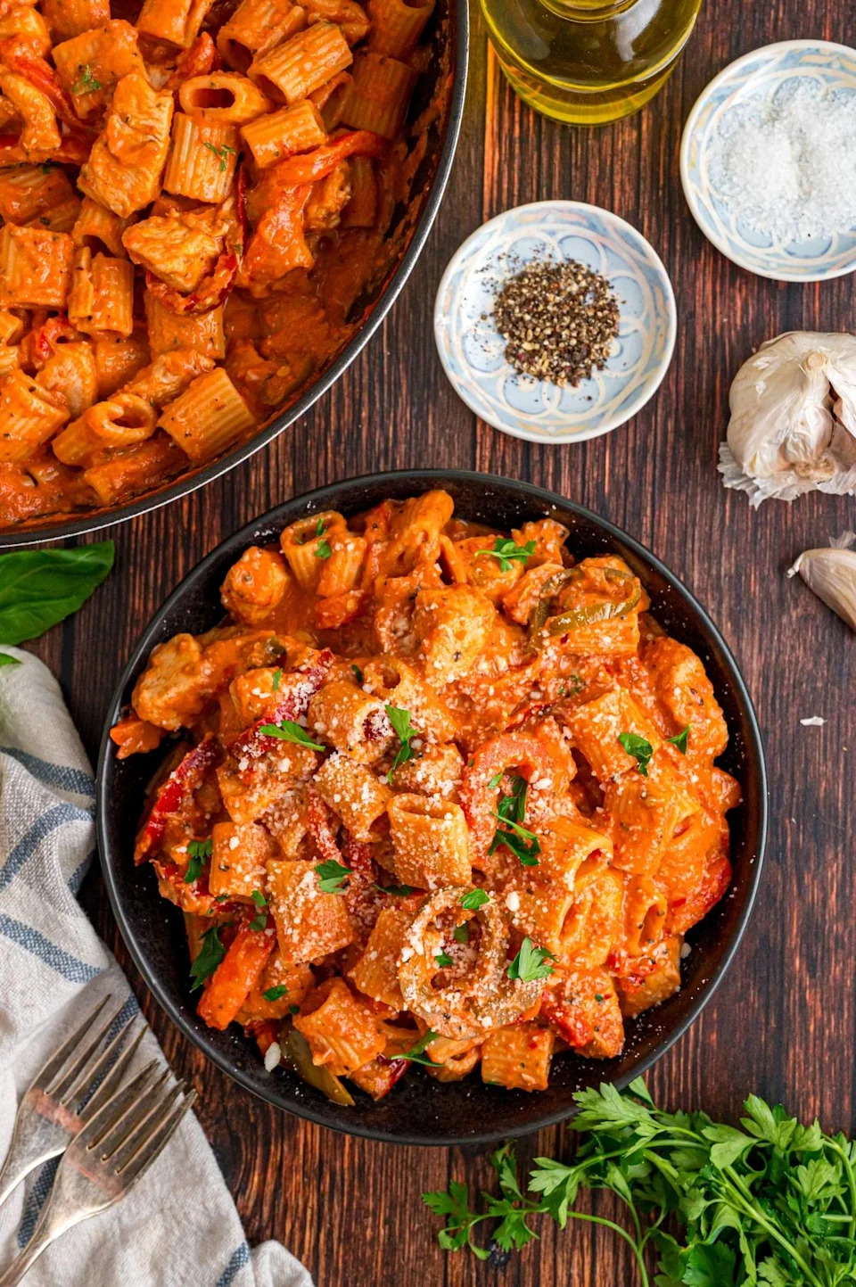 Chicken riggies in a bowl.