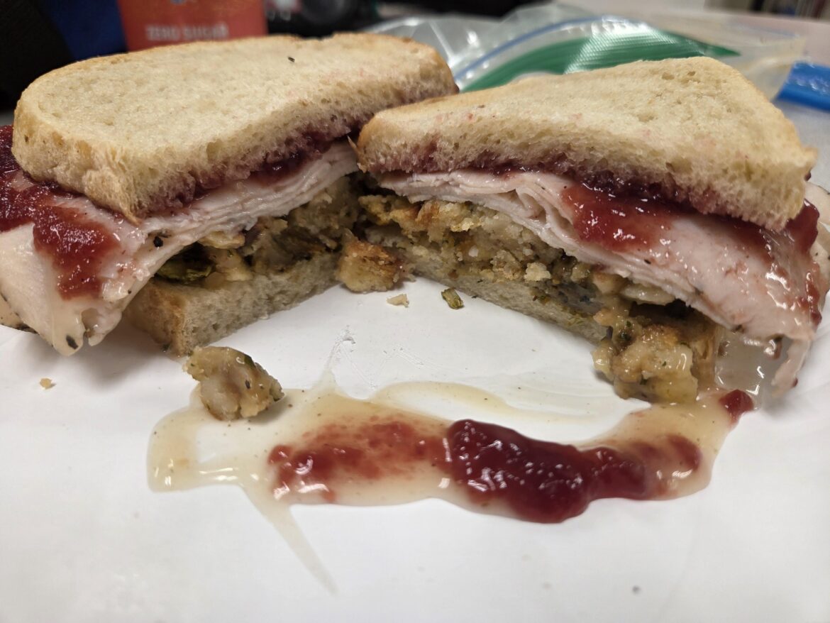 A Thanksgiving sandwich (sorry it's so messy 😓)