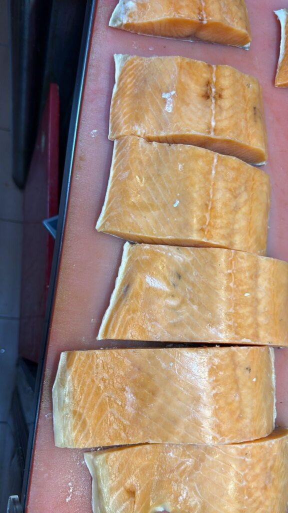 I changed my salmon supplier and he brought me an orange frozen salmon