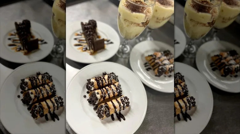 Desserts included cannoli and tiramisu
