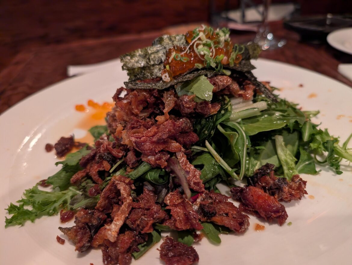 Salmon Skin Salad w/ Caviar..