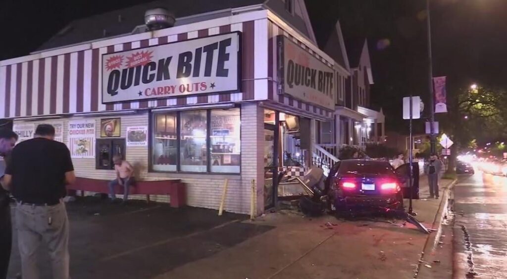 Quick Bite (Foster and Western) struck by car on Friday night.