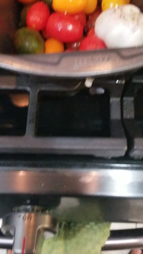 Making roasted tomato sauce (my pan was on fire lol)