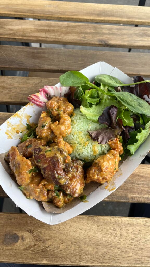 Salted Duck Egg Butter Chicken Rice from Malaysian treat shop Kuih Cafe (Chinatown, Manhattan)