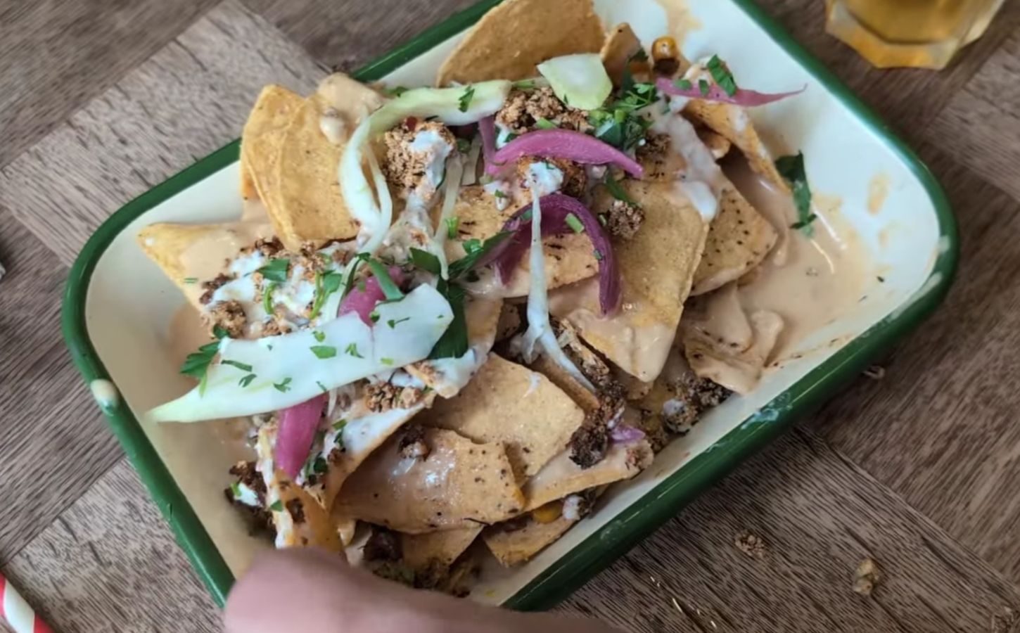 a starter of donner nachos at Aujourd'hui Demain for vegan food in Paris