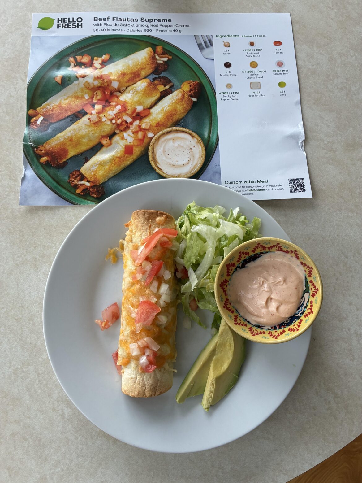 Beef Flautas Supreme.