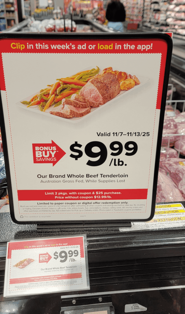 Awesome deal at Giant in PA for whole beef tenderloins.