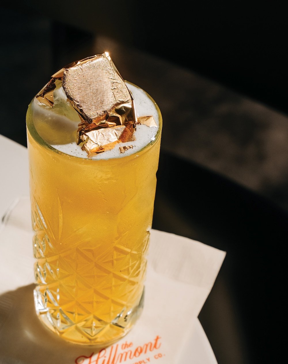 The shimmery craft cocktail, the Claude Chana, at The Hillmont in Auburn