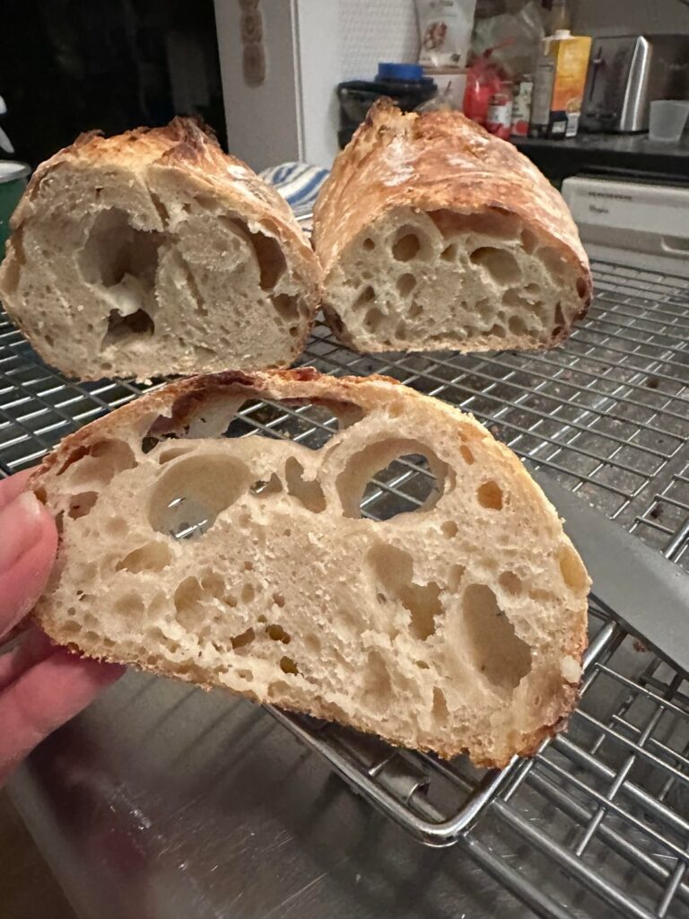 My first loaf with my first starter. Not perfect excited that it actually looks and tastes like bread!