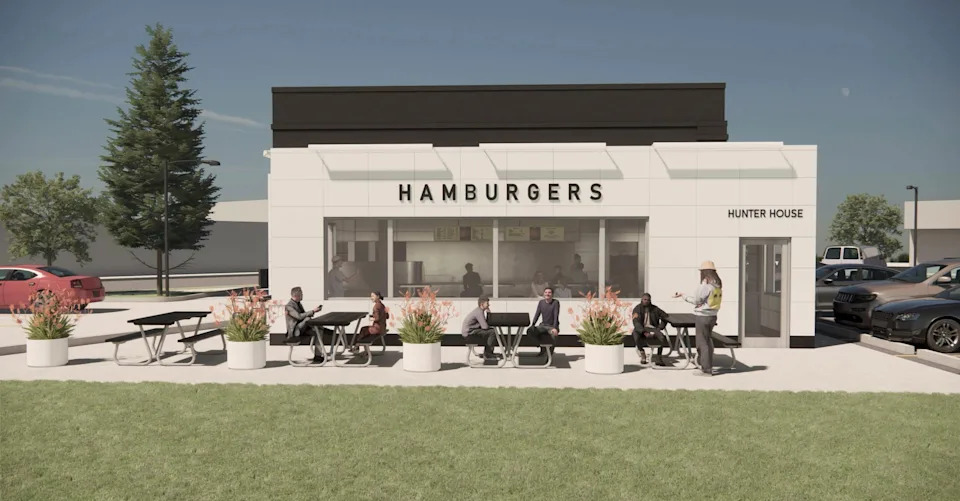 A rendering of the new location for Hunter House Hamburgers in Birmingham.
