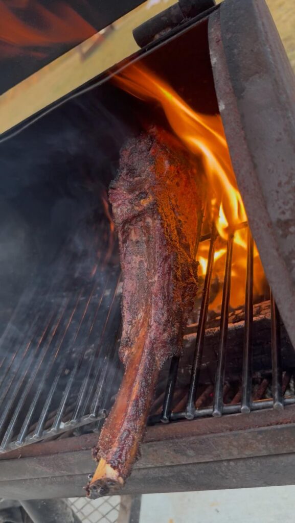 Reverse flame seared tomahawk