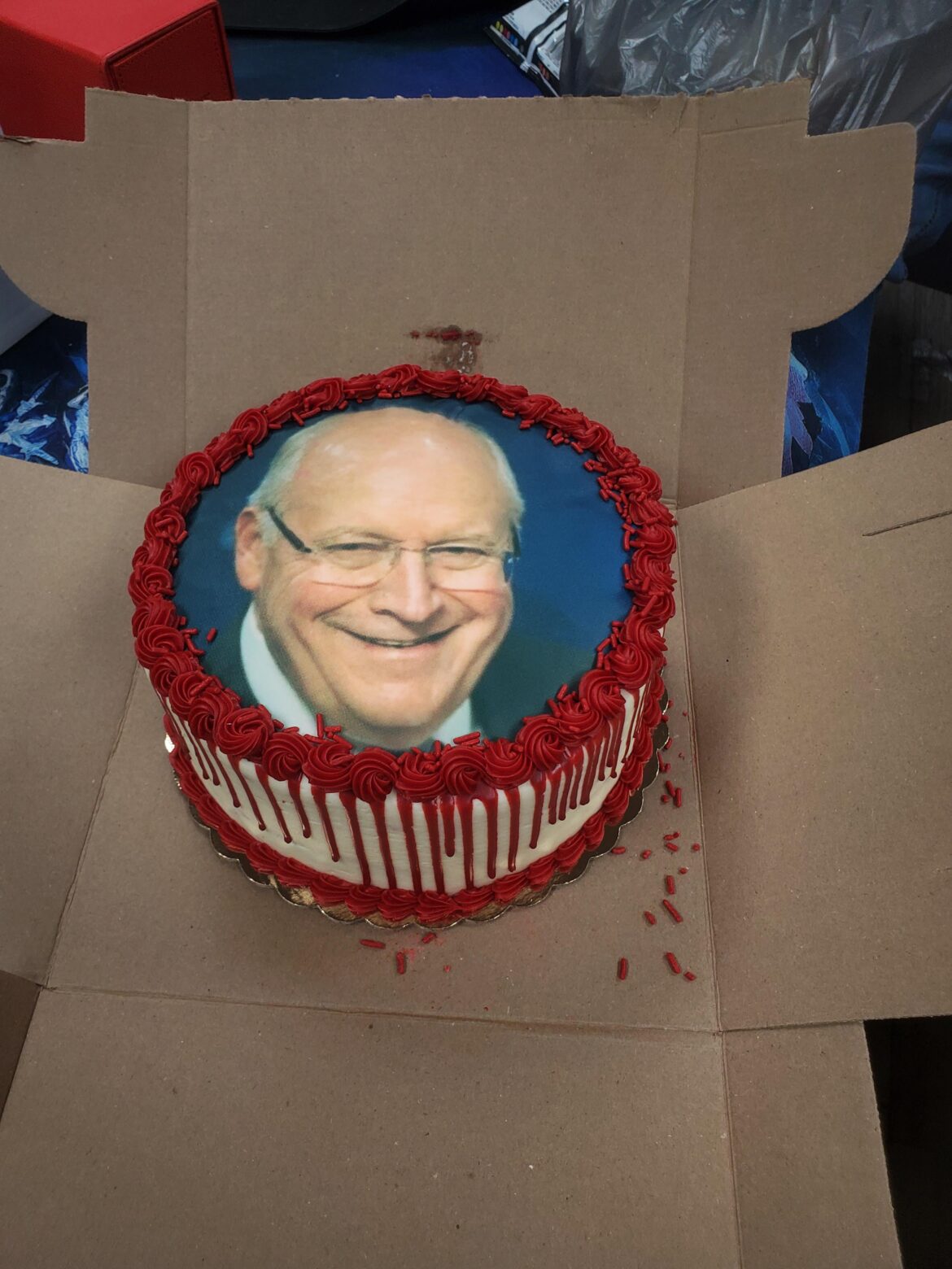 Asked for a Dick Cheney cake from the local bakery, was not disappointed.