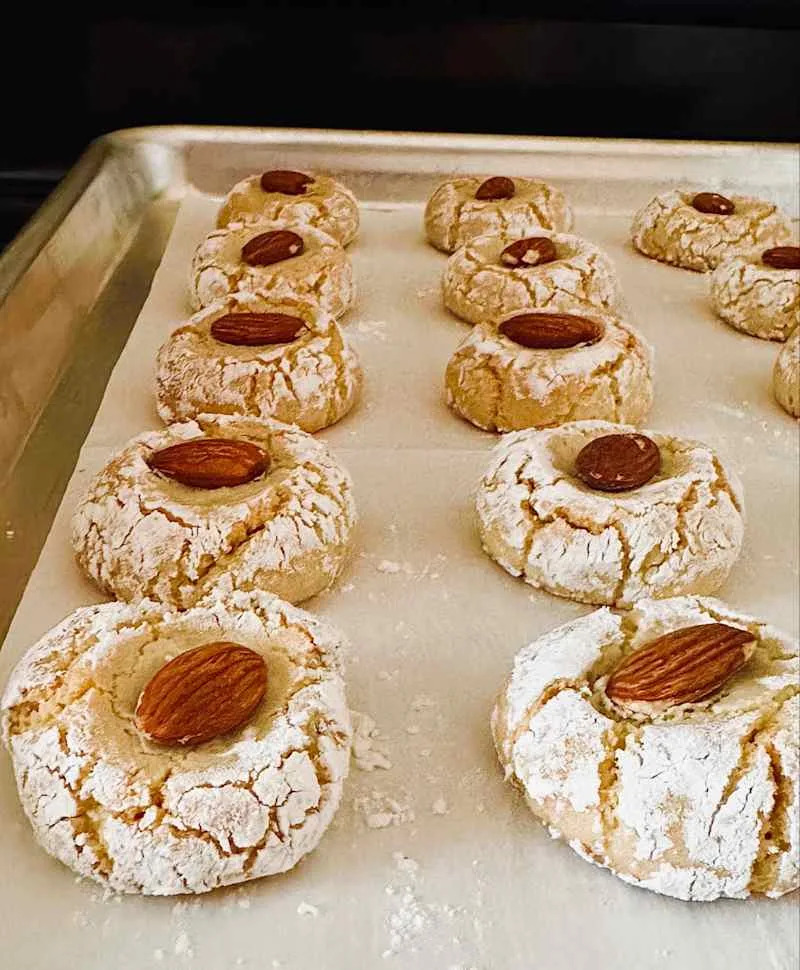 Rows of cookies on a baking sheet