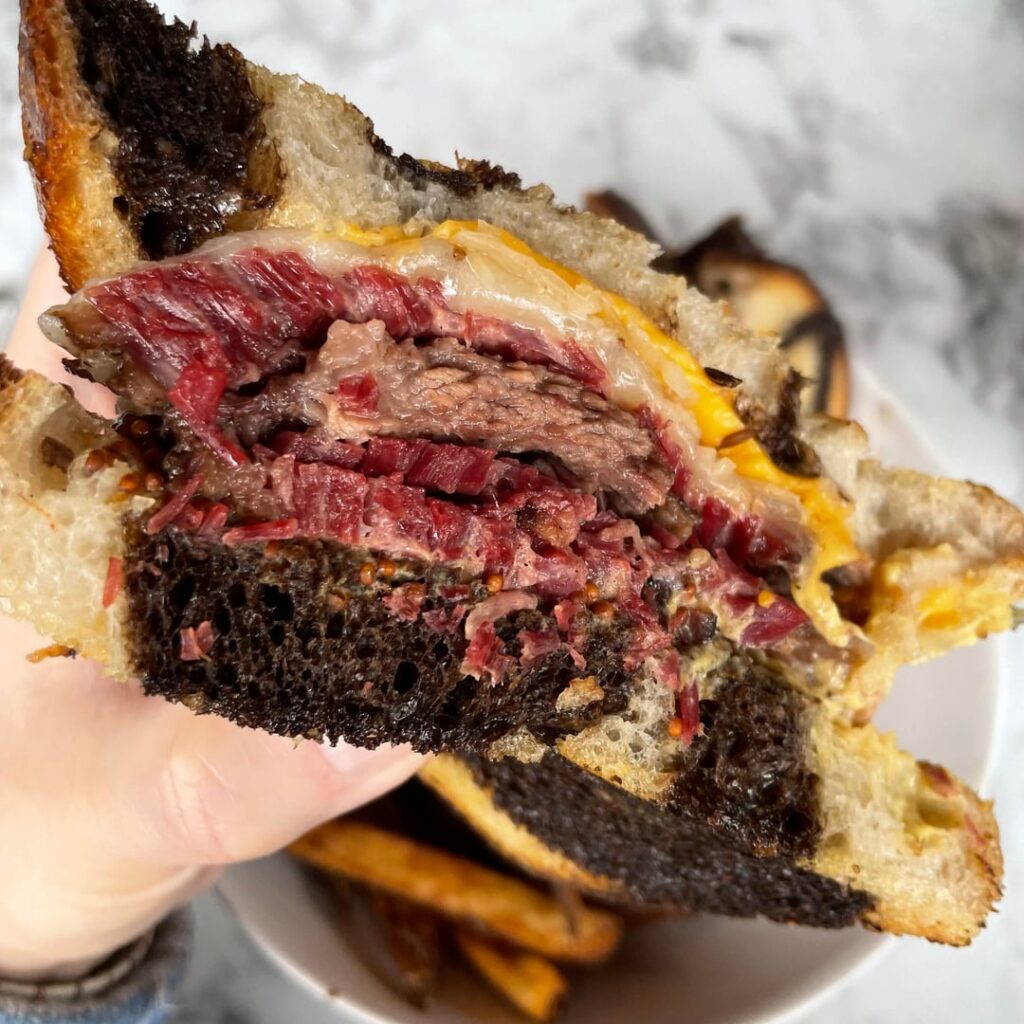 Pastrami melt special at Emmer