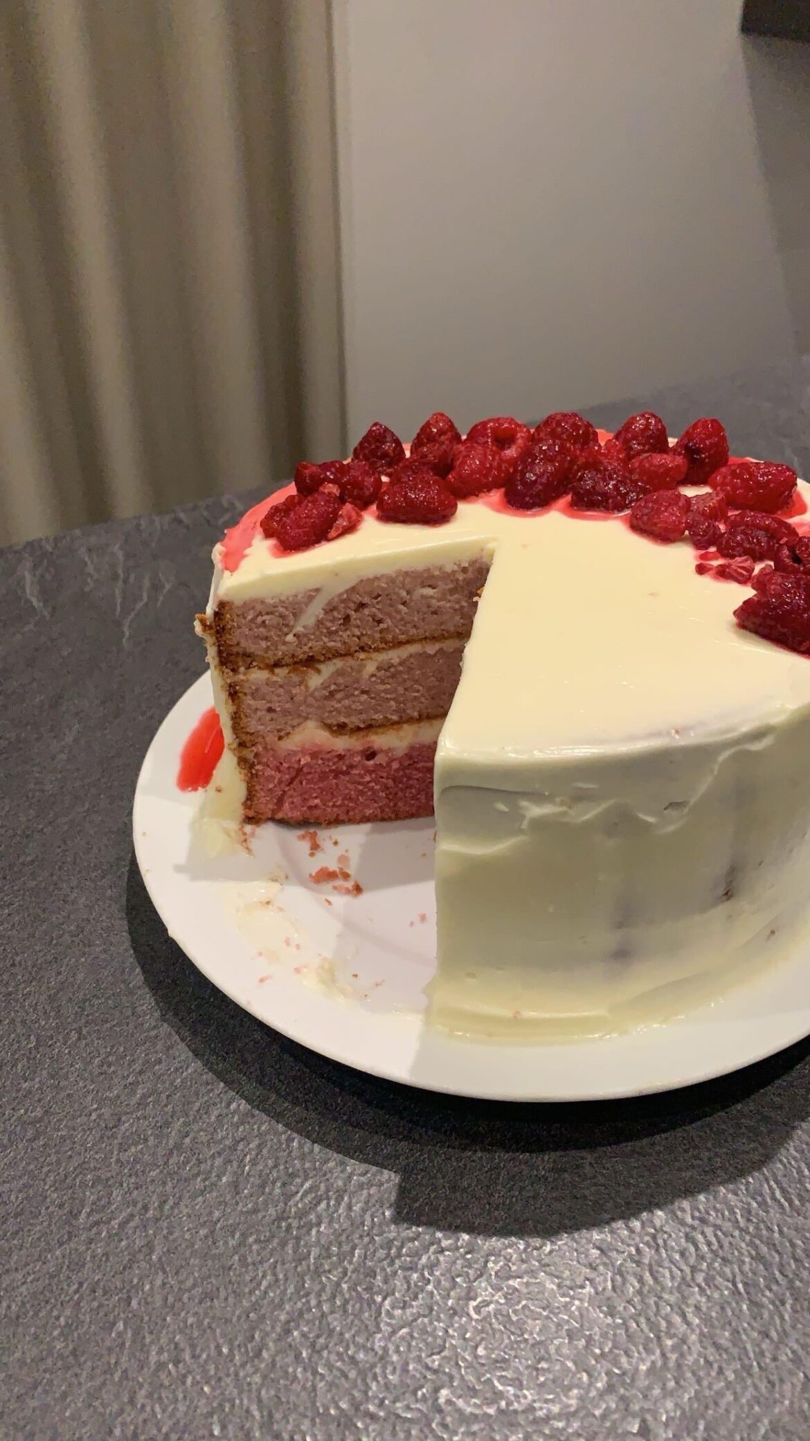 Tried to make a raspberry cake