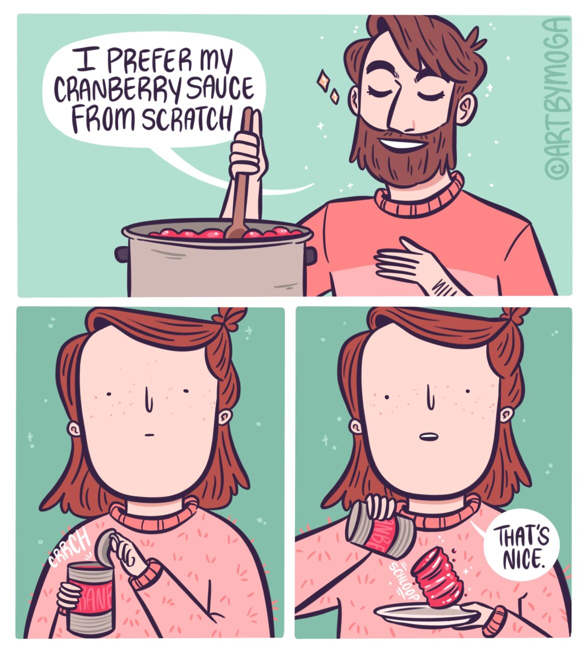 Il grande dibattito sulla salsa di mirtilli rossi. (OC)