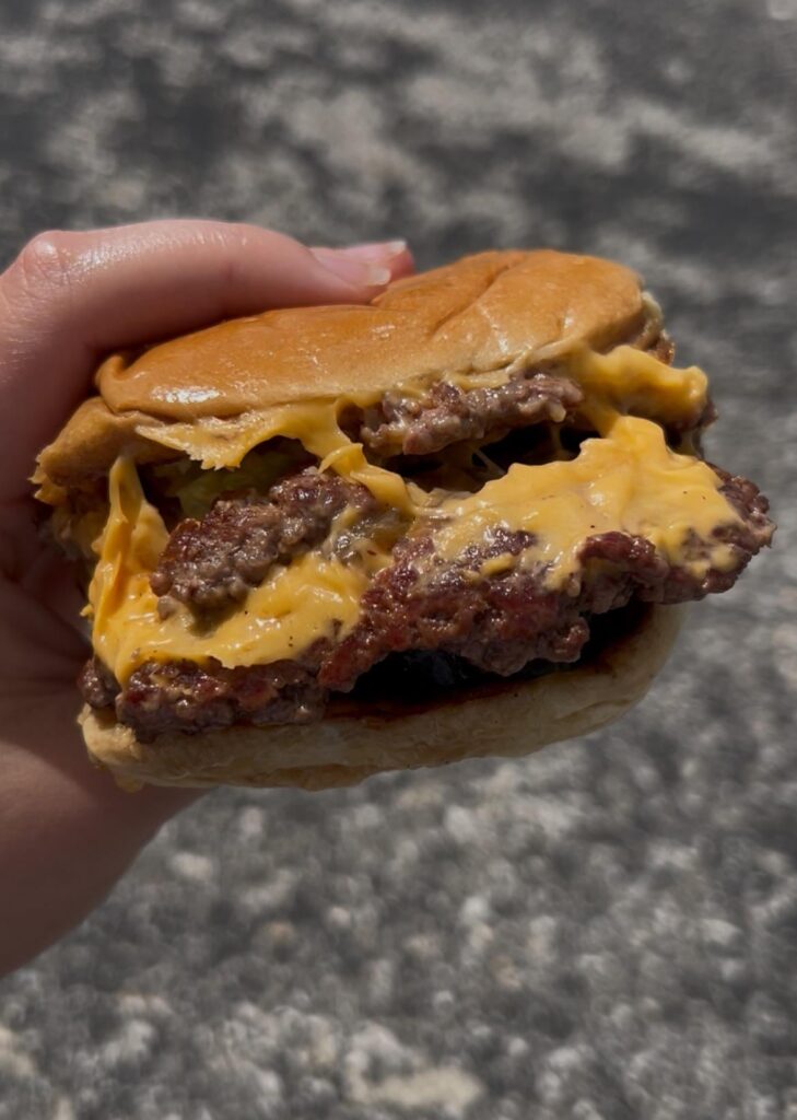 double smash burger from fat butcher in Pittsburgh. 10/10. Wish you could see the thick sliced homemade pickles that are on there.