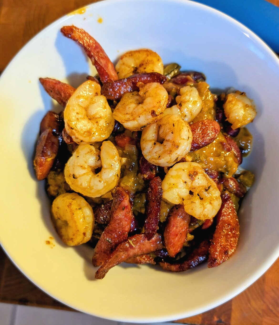 Red beans and rice with shrimp and smoked sausage