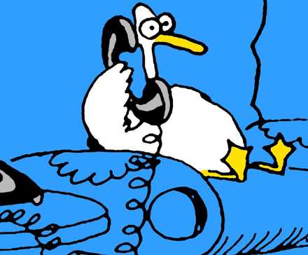 far side art of a duck on the phone