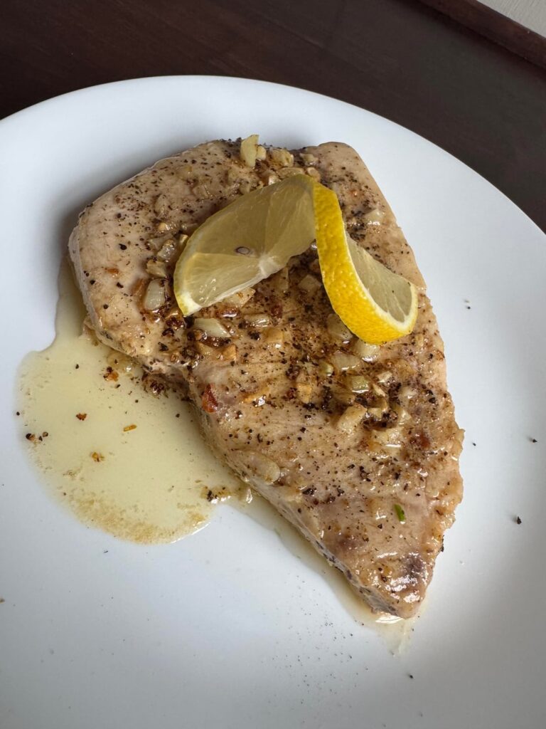Swordfish steak 130° x 30 minutes