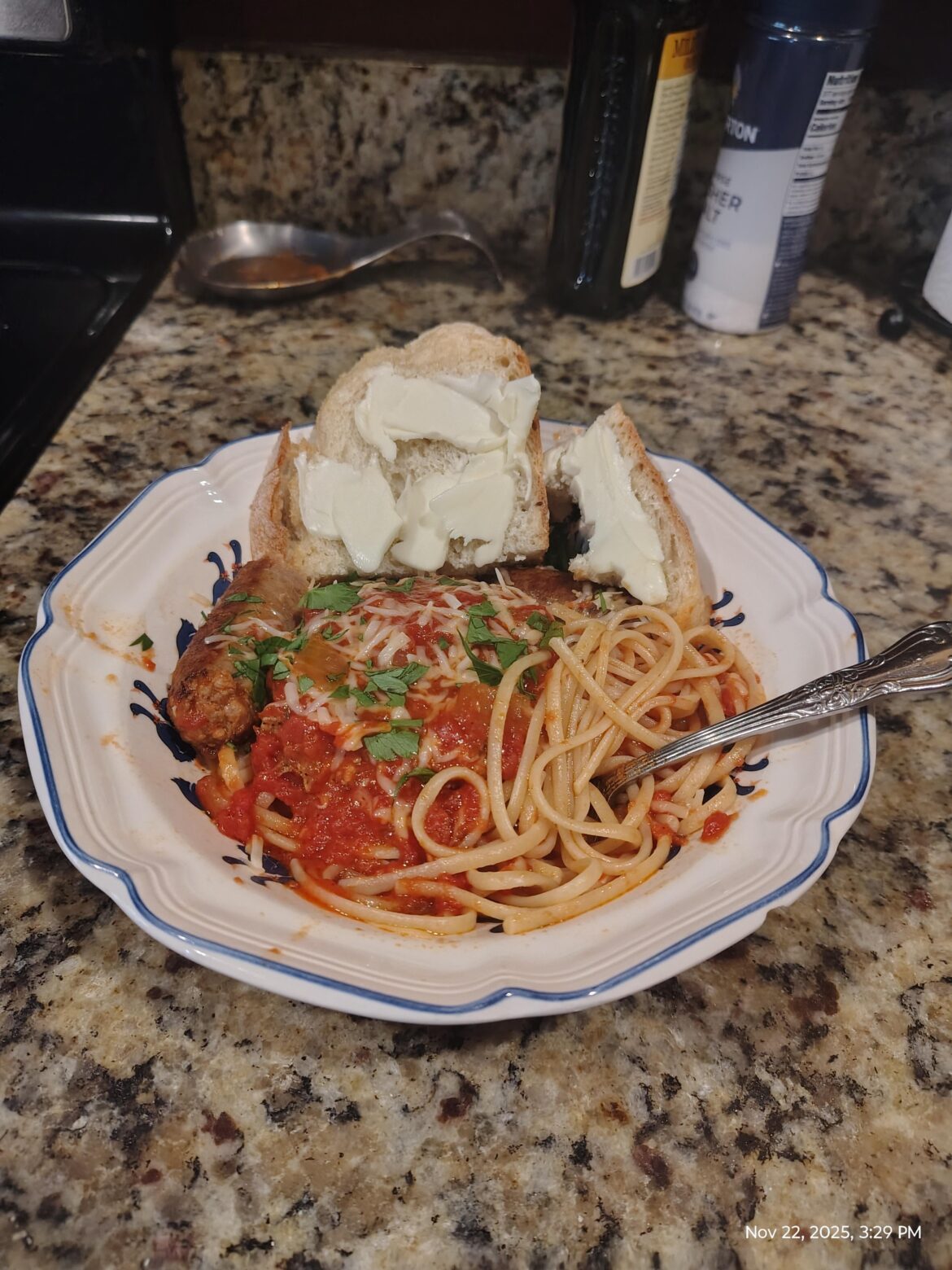 Sunday sauce n linguine n homemade bread