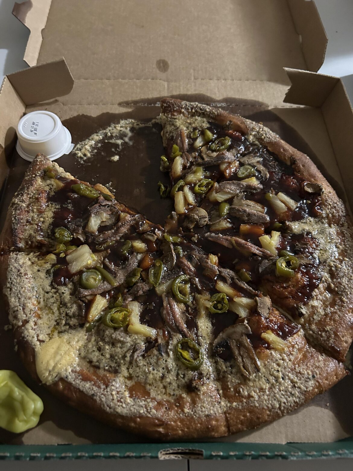 They butter-boarded my pizza. The box is literally dripping.