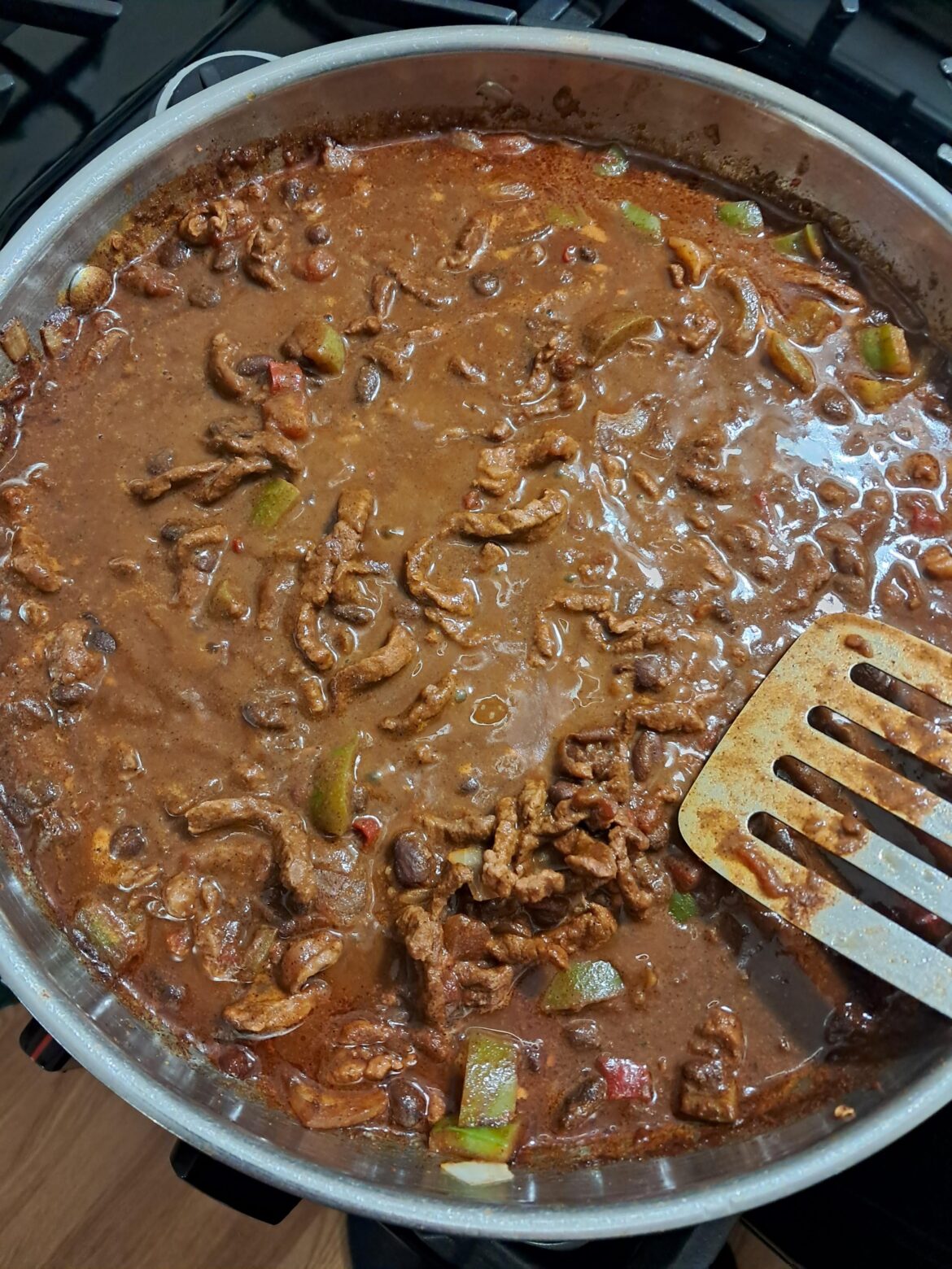 I used three Cayenne peppers I grew and dried this year in tonight's chili