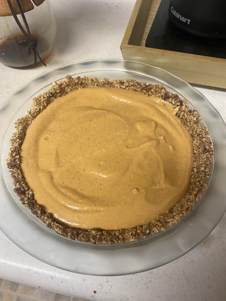 i grew this pumpkin and used part of it to make this vegan pumpkin cheesecake