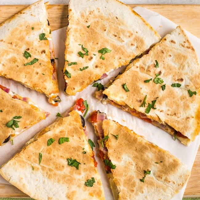 sweet potato and lentil quesadillas