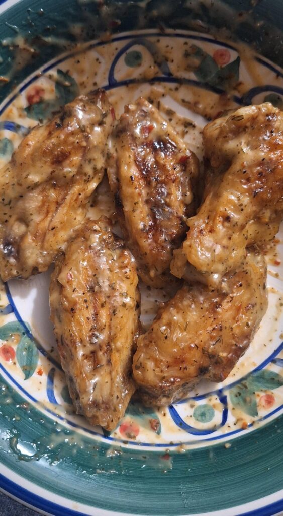 Wet Garlic Parm Wings