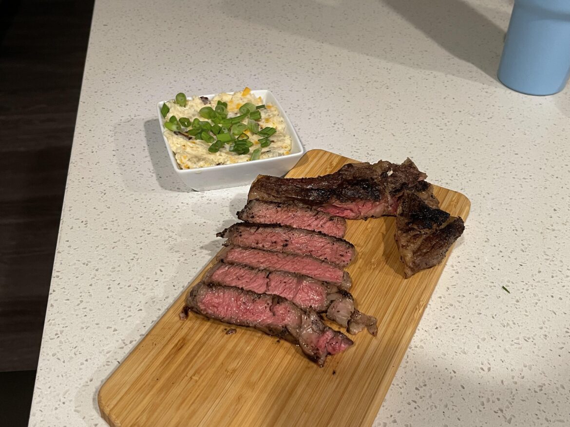 Made my first steak after moving out to college. Think I did pretty well but you guys be the judge