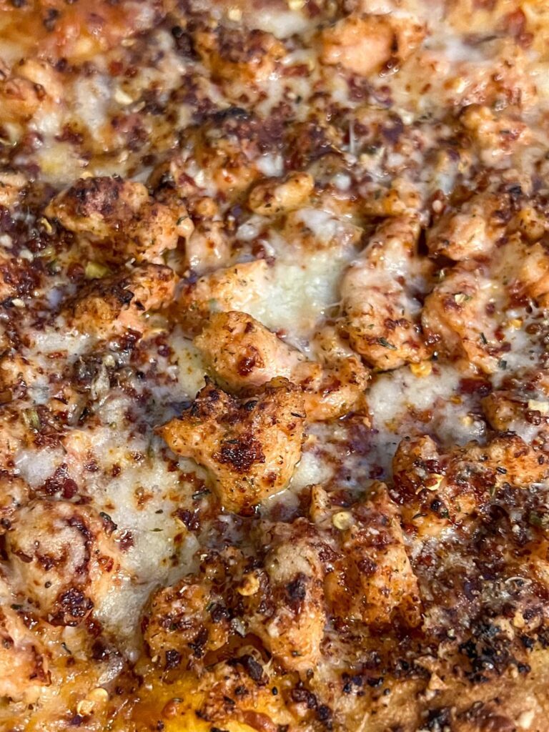 Blackened Chicken Parmesan Pizza, but I used frozen pizza as a base Blackened Chicken Parmesan Pizza, but I used frozen pizza as a base