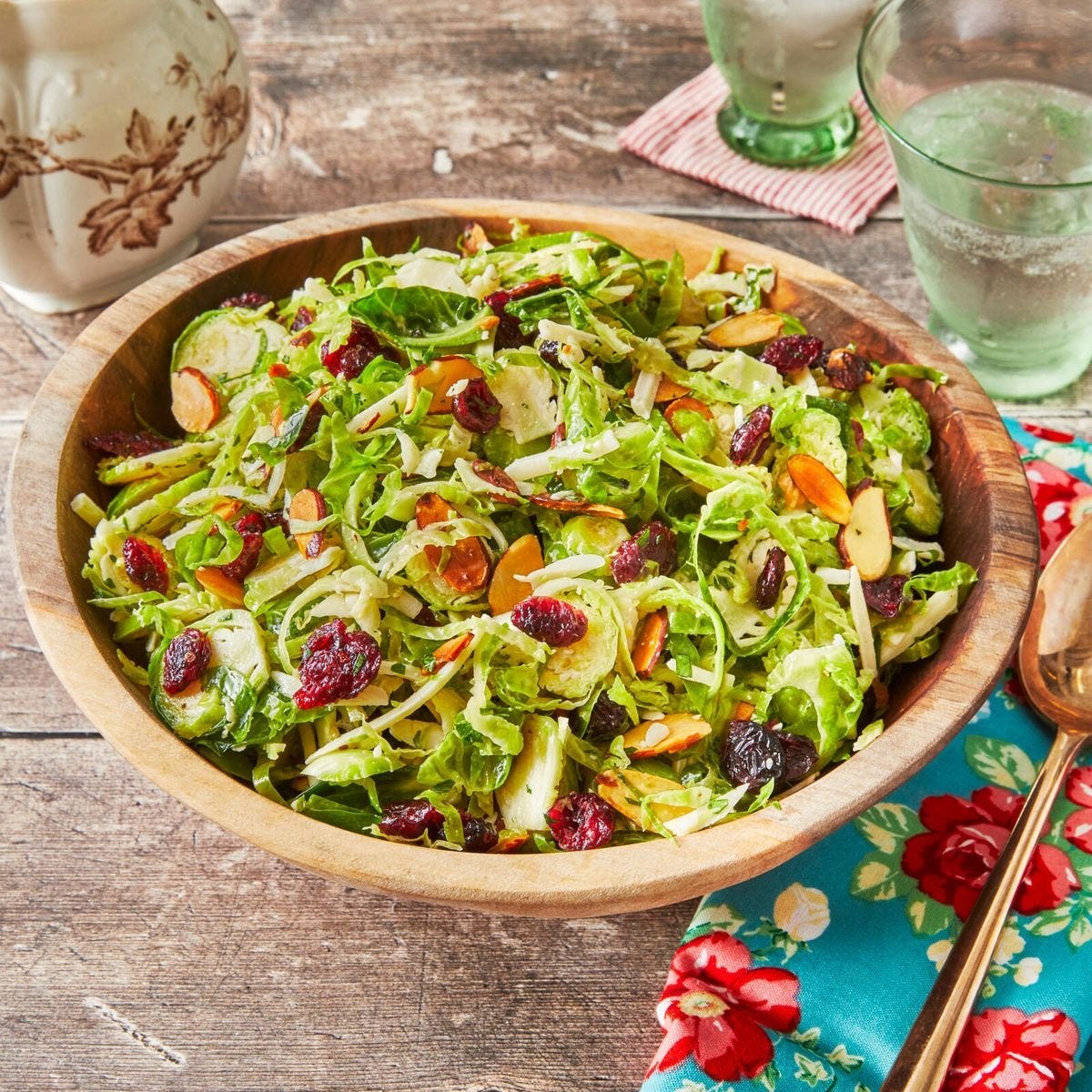healthy thanksgiving shaved brussels sprouts salad