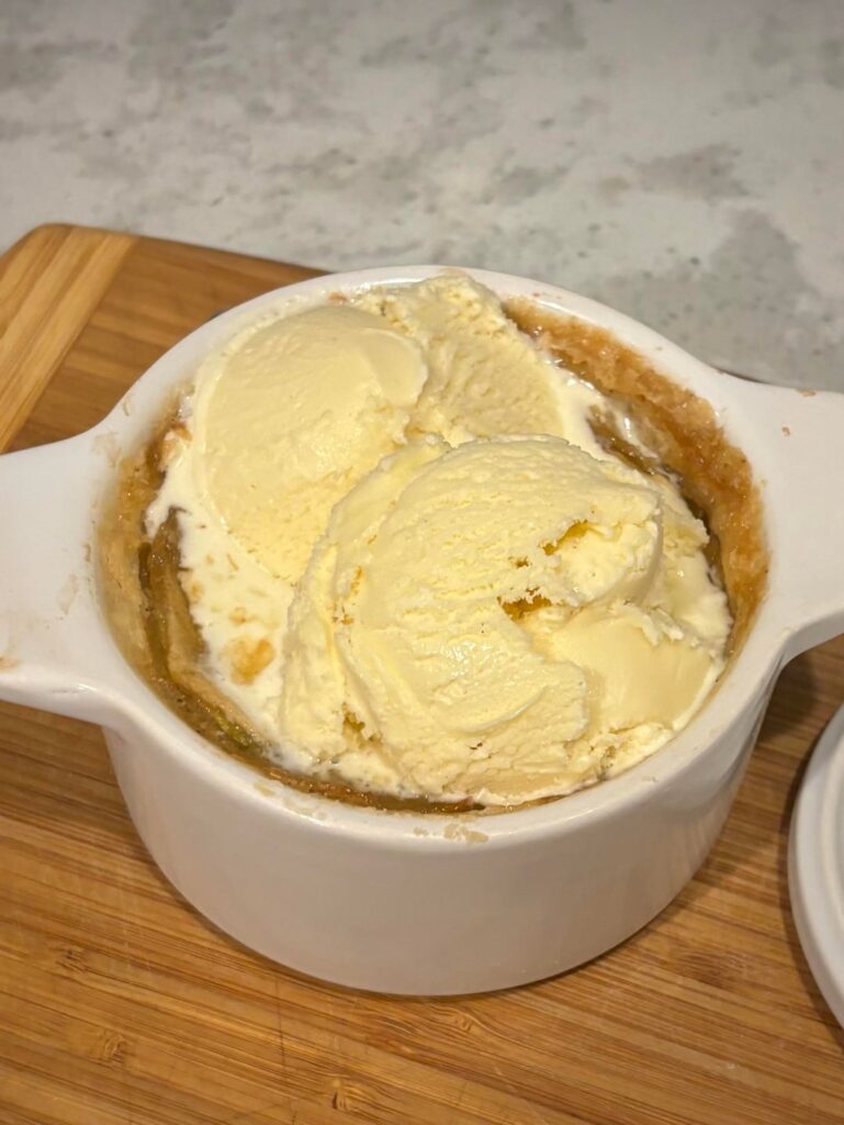 Mini apple tarts and french vanilla ice cream