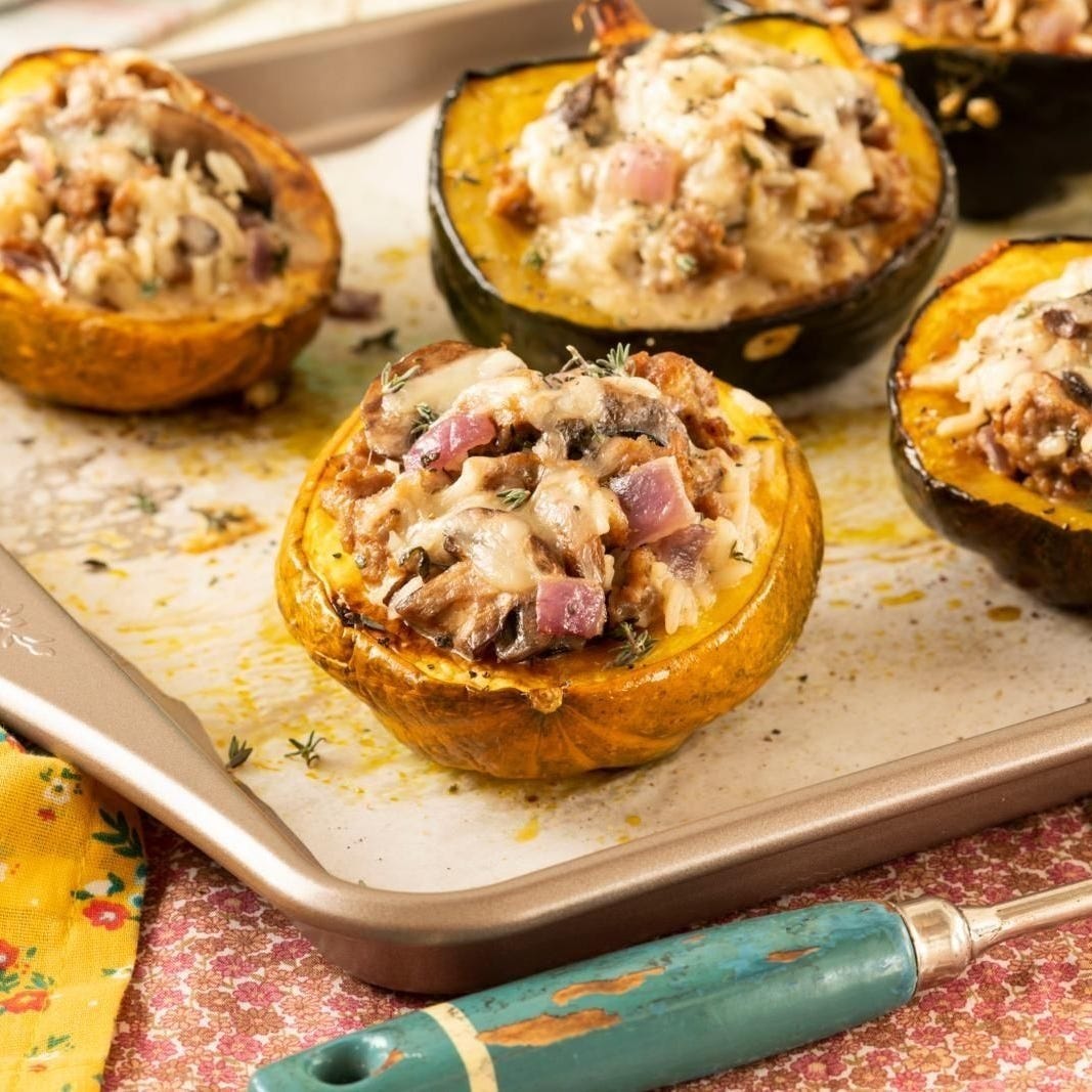 high protein thanksgiving recipes stuffed acorn squash