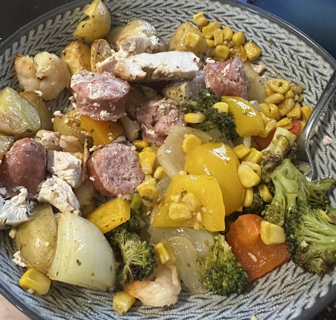 Seafood Broil Inspired Sheet Pan Meal