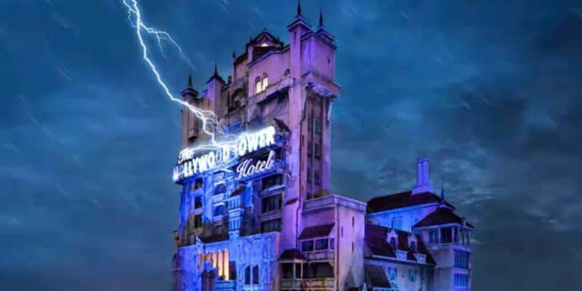 Lightning striking the Tower of Terror