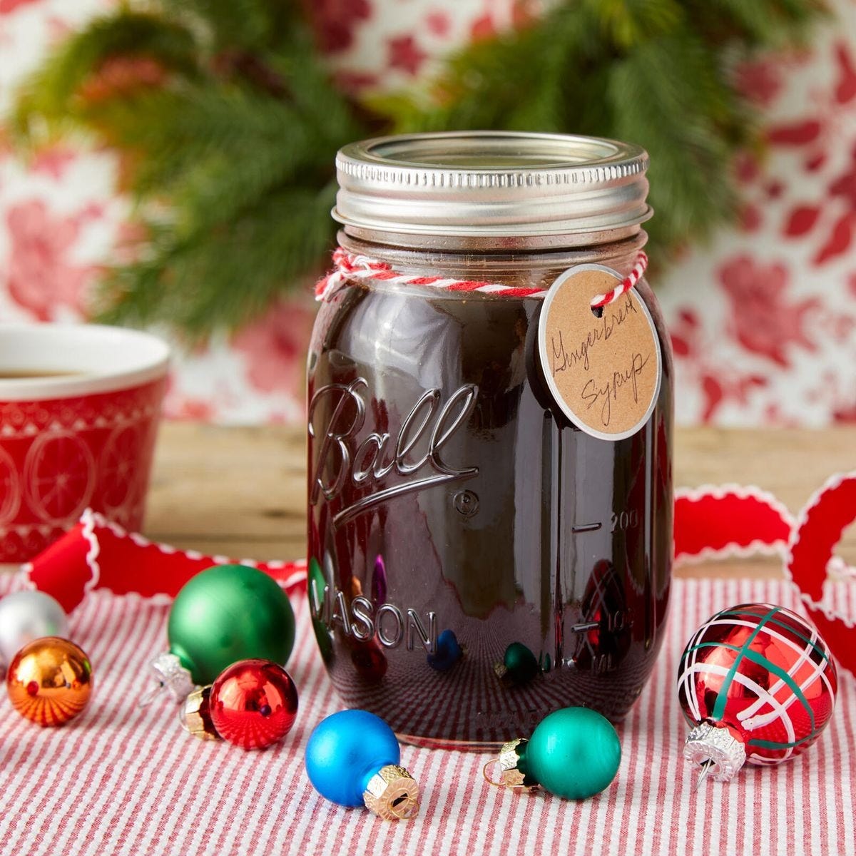 a jar with gingerbread syrup