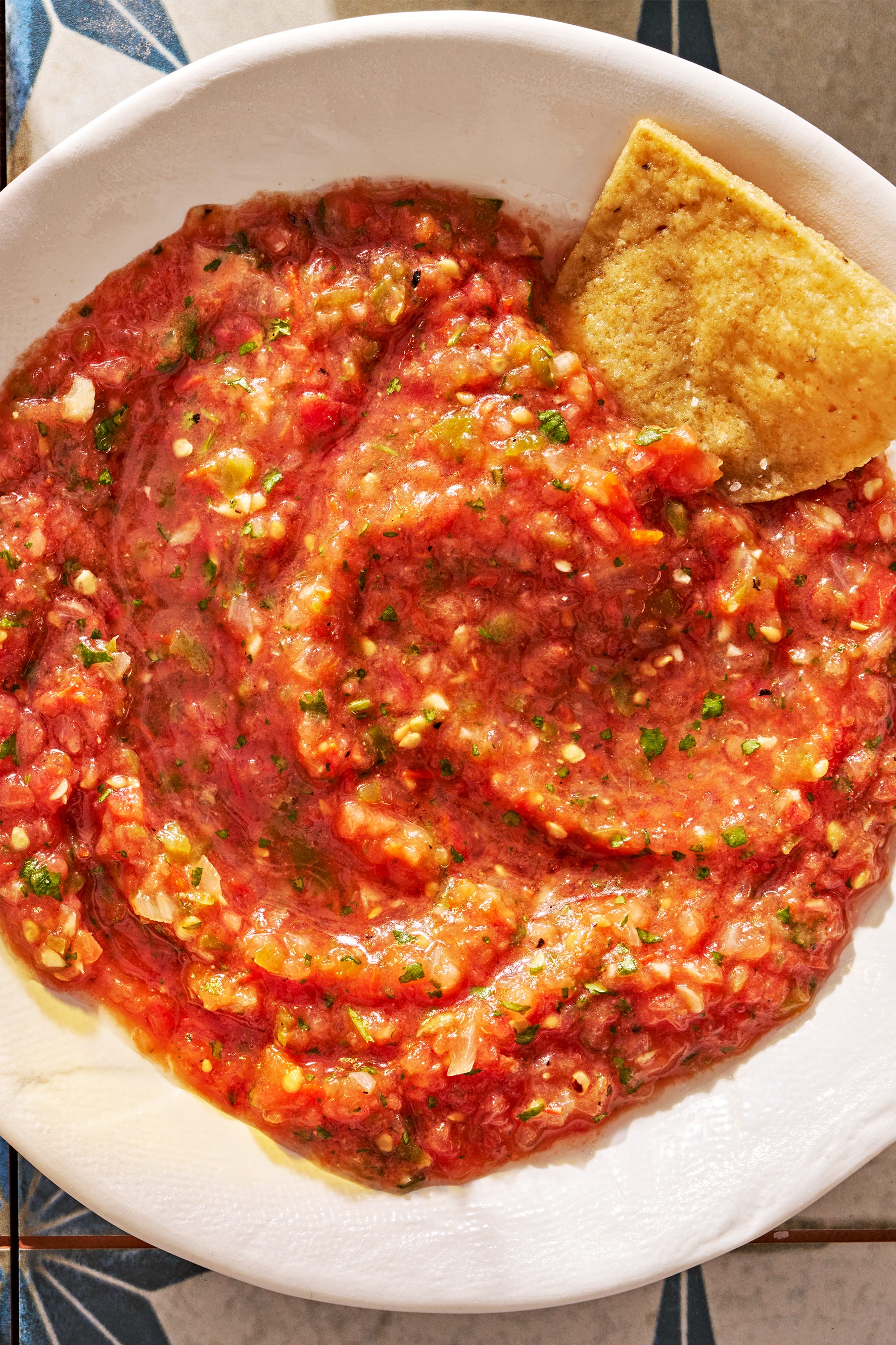 homemade salsa with tortilla chips