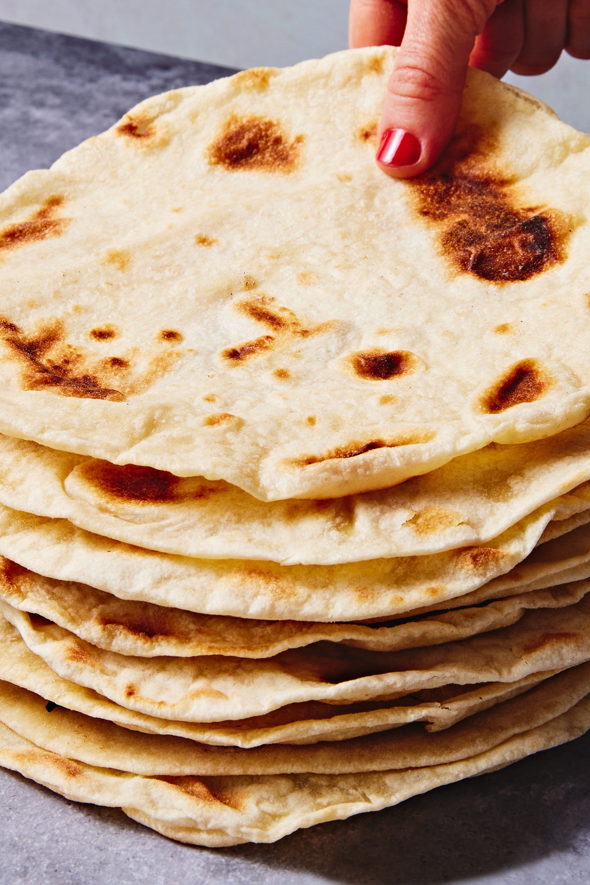 homemade tortillas in a stack