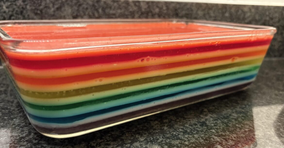 [Homemade] Rainbow Ribbon Jell-o