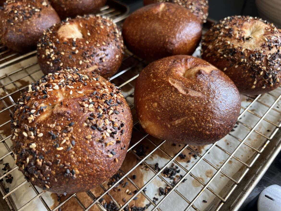 These are the tastiest bagels I've made, but they puffed up so much in the oven they look like buttholes