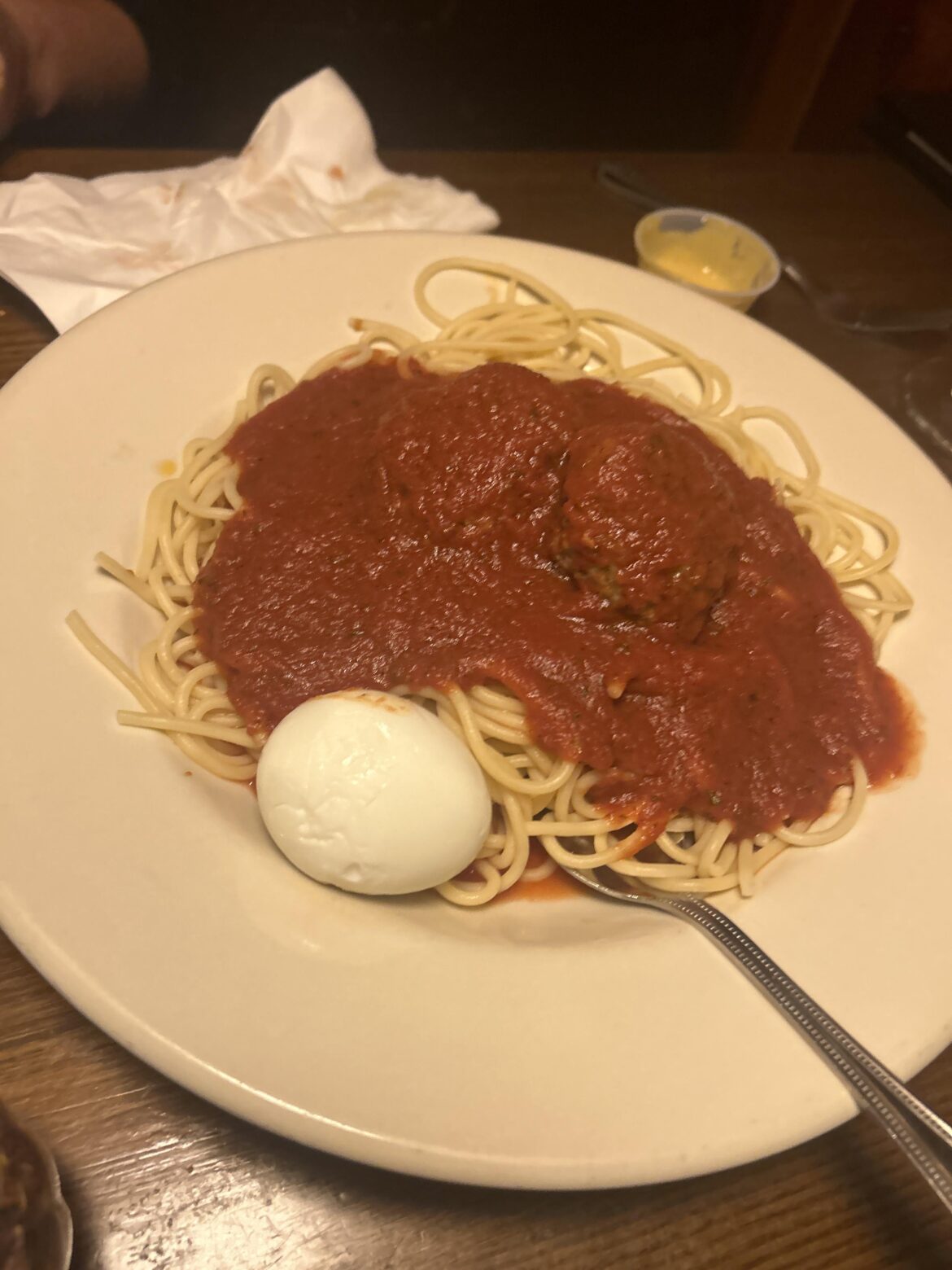 Is this a thing? Ordered spaghetti and meatballs and came with an unexpected addition at a local Italian place