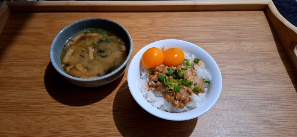 oldish pic but I got 2 yolks in my natto tamagokakegohan