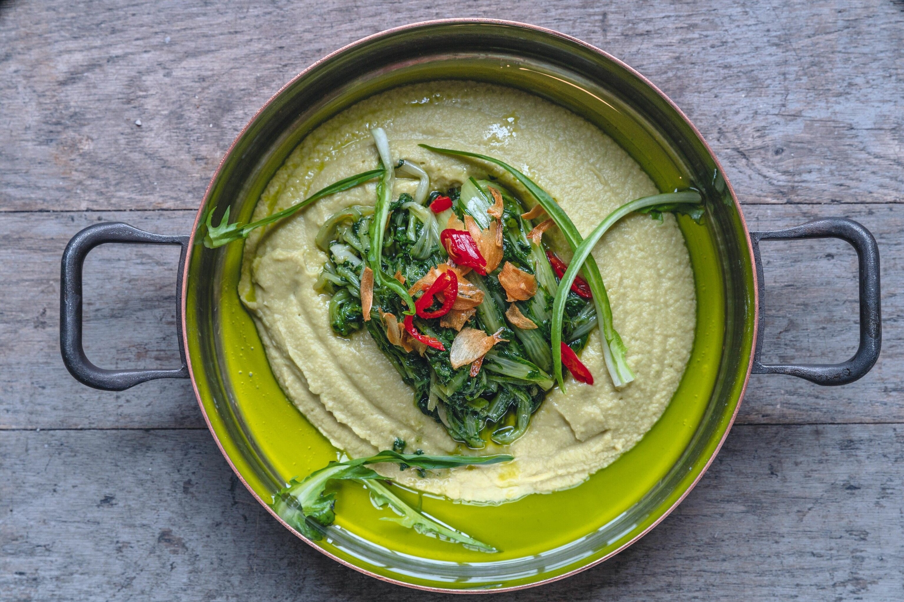 Learn how to make Francesco Mazzei's broad bean puree with cicoria.