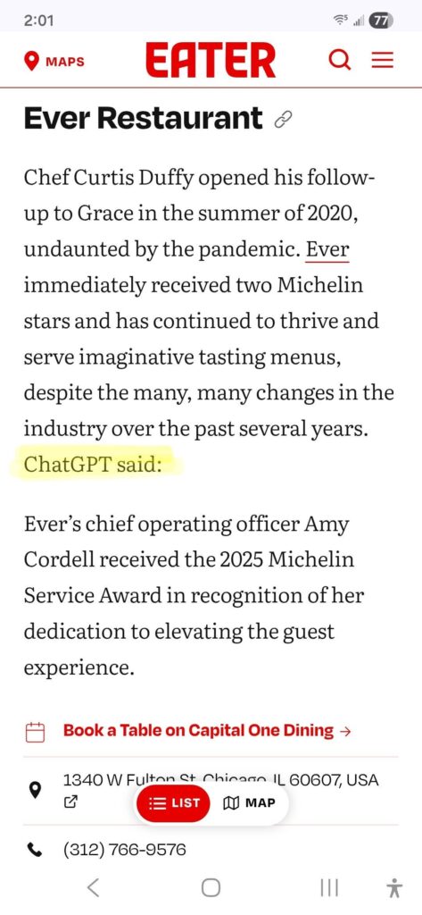 Eater forgets to edit out the evidence of using AI to write their articles following layoffs