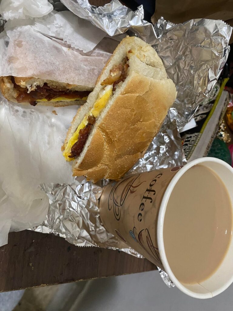 Bacon egg n cheese and coffee!