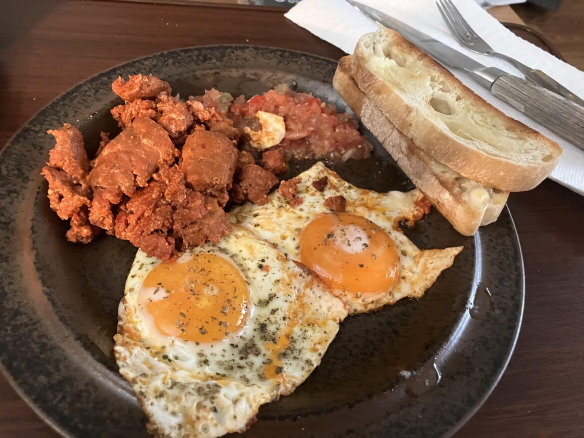 Chorizo eggs and salsa